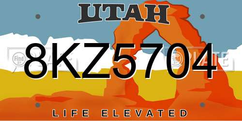 8KZ5704 Utah License Plate
