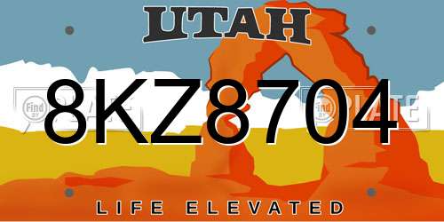 8KZ8704 Utah License Plate