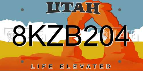 8KZB204 Utah License Plate