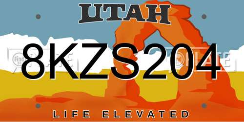 8KZS204 Utah License Plate