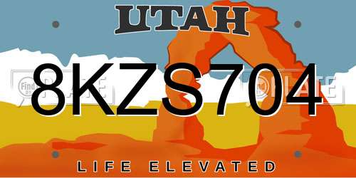 8KZS704 Utah License Plate