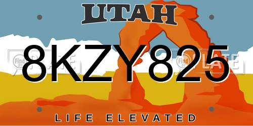 8KZY825 Utah License Plate