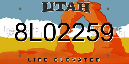 8L02259 Utah License Plate