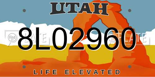 8L02960 Utah License Plate