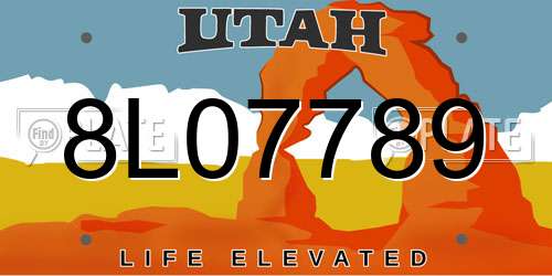8L07789 Utah License Plate