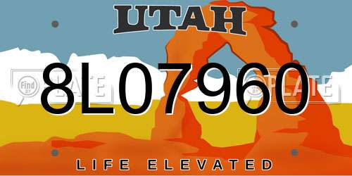 8L07960 Utah License Plate