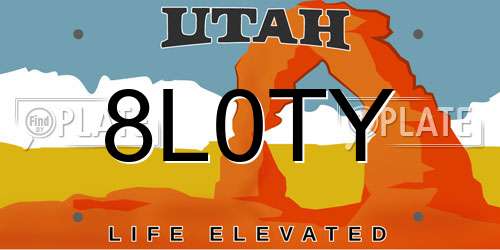 8L0TY Utah License Plate