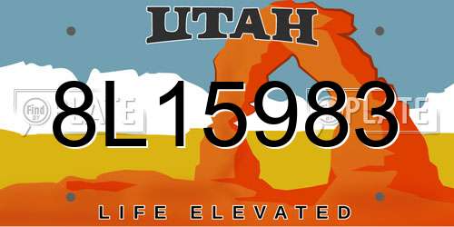 8L15983 Utah License Plate