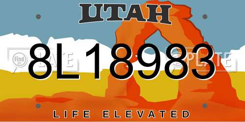 8L18983 Utah License Plate