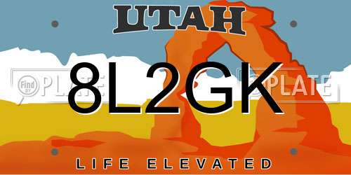 8L2GK Utah License Plate