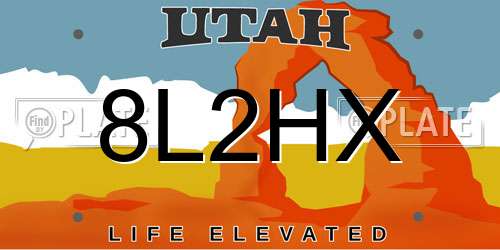 8L2HX Utah License Plate