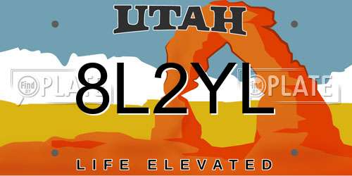 8L2YL Utah License Plate