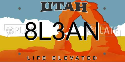 8L3AN Utah License Plate