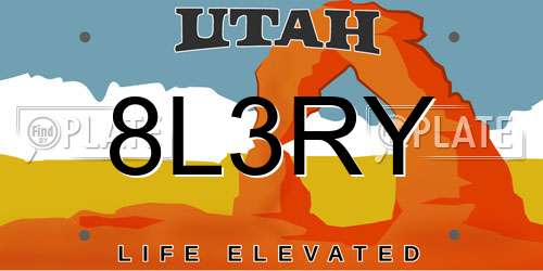 8L3RY Utah License Plate