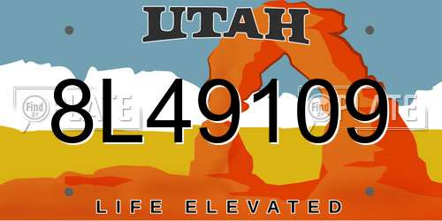 8L49109 Utah License Plate