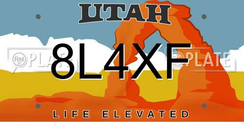 8L4XF Utah License Plate