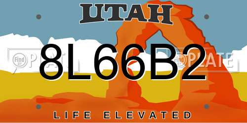 8L66B2 Utah License Plate