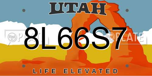 8L66S7 Utah License Plate