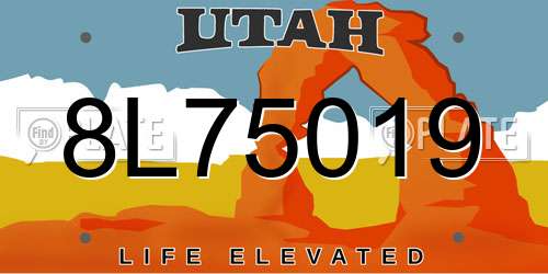 8L75019 Utah License Plate