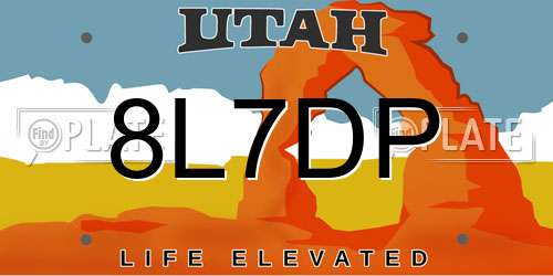 8L7DP Utah License Plate
