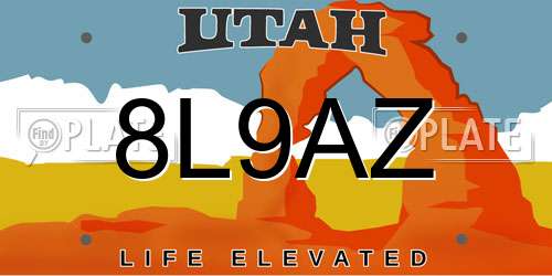 8L9AZ Utah License Plate