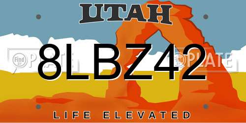 8LBZ42 Utah License Plate