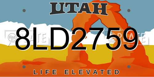 8LD2759 Utah License Plate