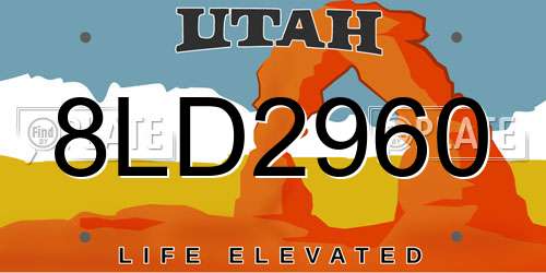 8LD2960 Utah License Plate