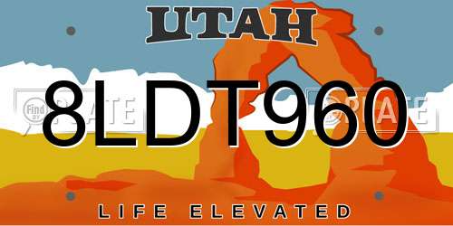 8LDT960 Utah License Plate