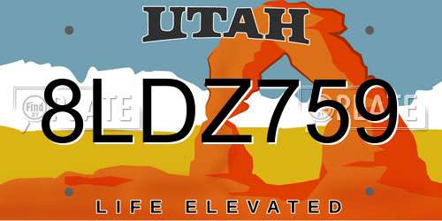 8LDZ759 Utah License Plate