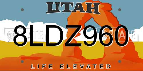 8LDZ960 Utah License Plate