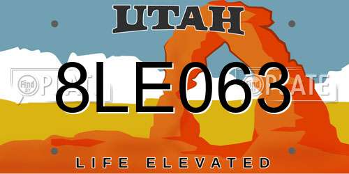 8LE063 Utah License Plate