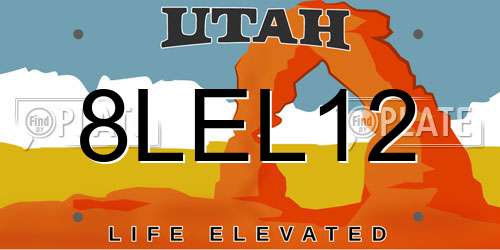 8LEL12 Utah License Plate