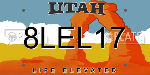 8LEL17 Utah License Plate