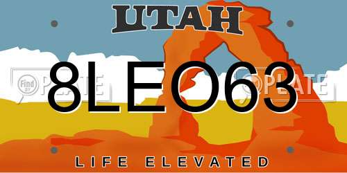 8LEO63 Utah License Plate