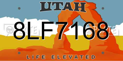 8LF7168 Utah License Plate