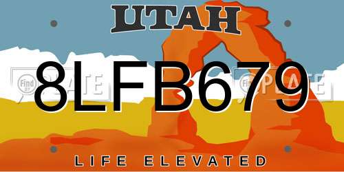 8LFB679 Utah License Plate