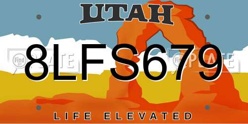 8LFS679 Utah License Plate