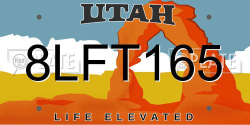 8LFT165 Utah License Plate
