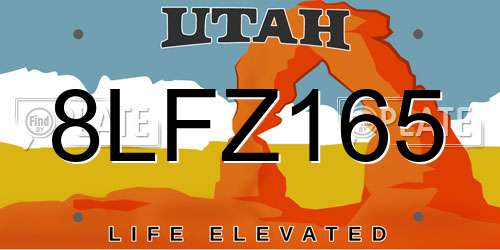 8LFZ165 Utah License Plate
