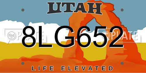 8LG652 Utah License Plate