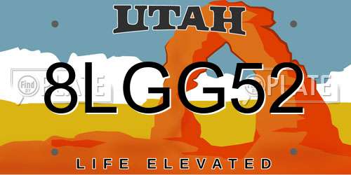 8LGG52 Utah License Plate