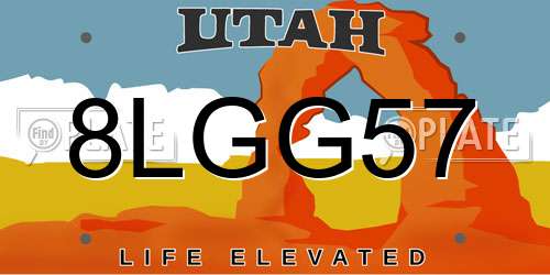 8LGG57 Utah License Plate