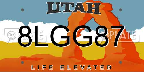 8LGG87 Utah License Plate