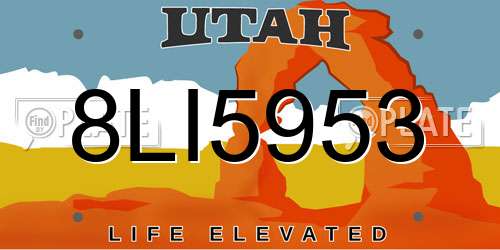 8LI5953 Utah License Plate