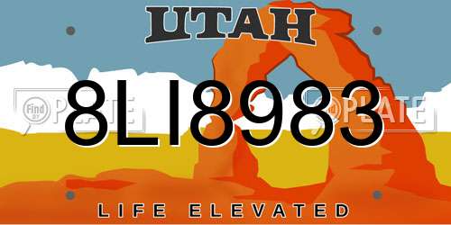 8LI8983 Utah License Plate