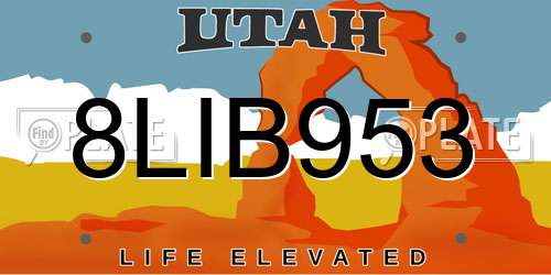 8LIB953 Utah License Plate