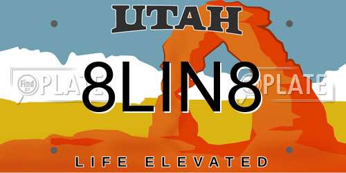 8LIN8 Utah License Plate