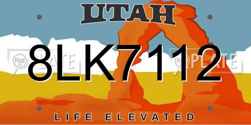8LK7112 Utah License Plate