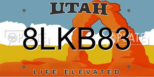 8LKB83 Utah License Plate